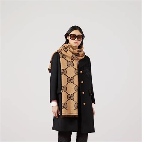 flannels gucci scarf|GG wool jacquard scarf in ivory and beige .